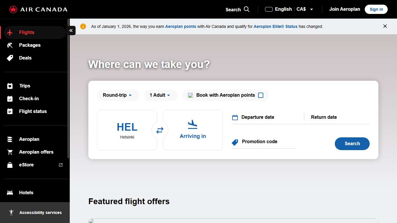 Book flights | Air Canada