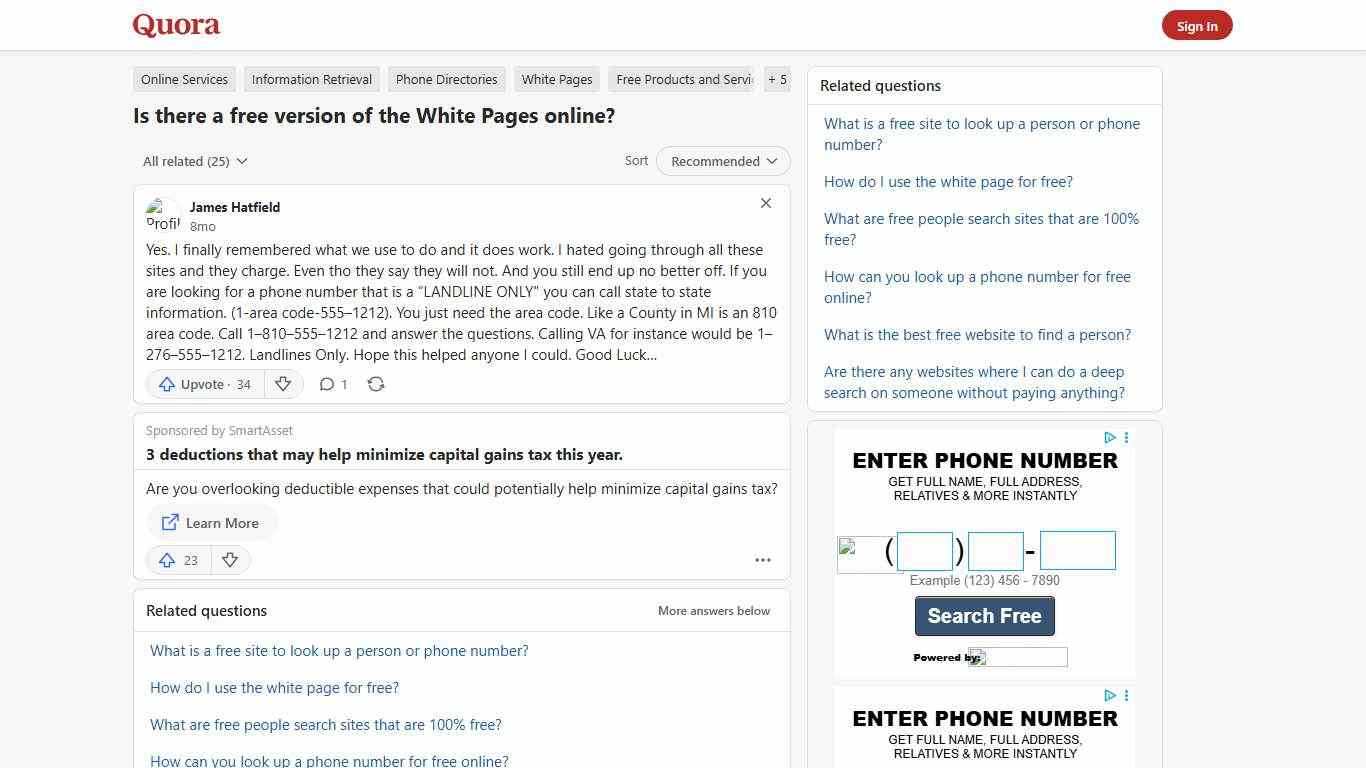 Is there a free version of the White Pages online? - Quora